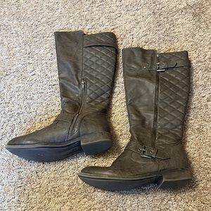 Grey Knee High Boots
